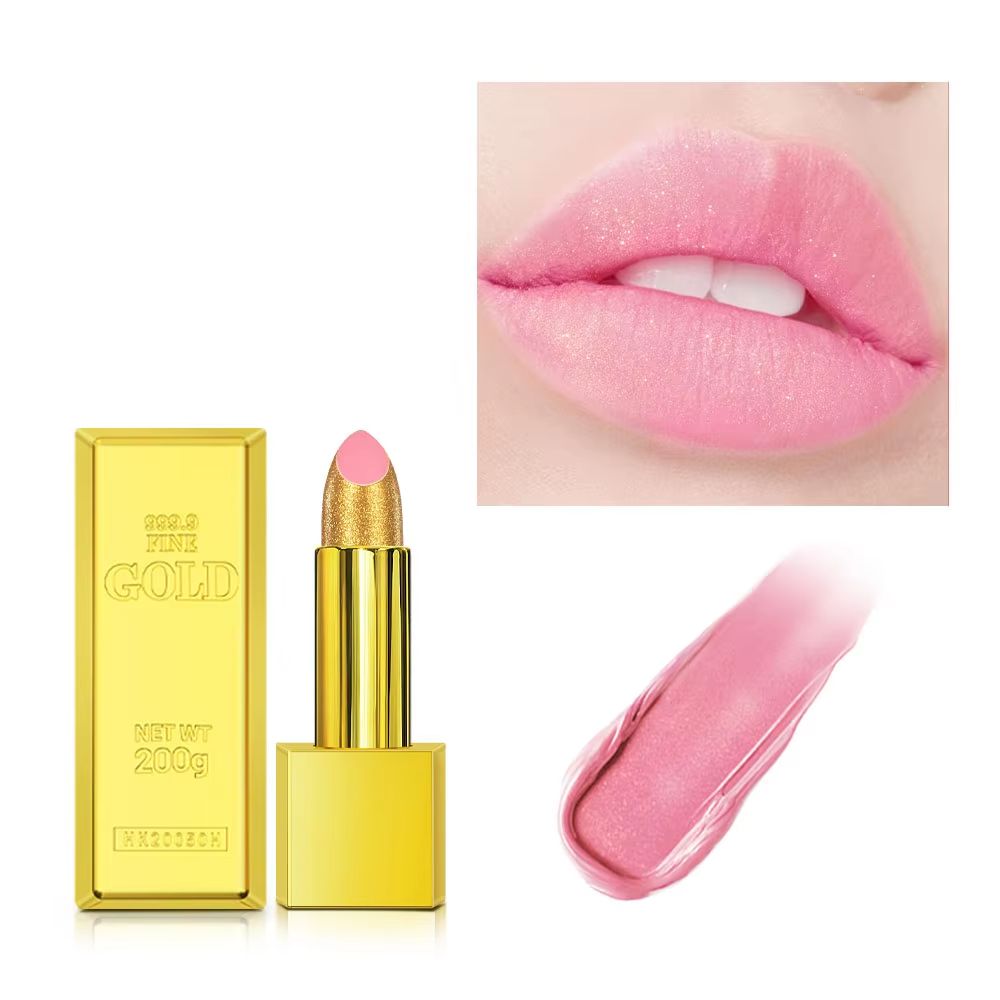 GoldenGlam Metallic Gold Lipstick – Waterproof Shimmer Gold Lipstick with Long Lasting Glitter Finish (3.5g)