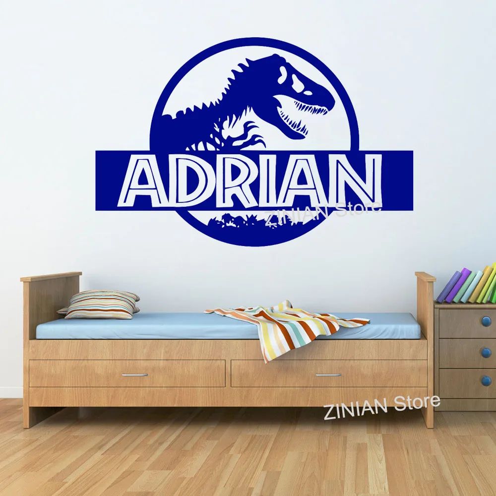 Personalized Dinosaur Wall Sticker Kids Room T Rex Name Decal