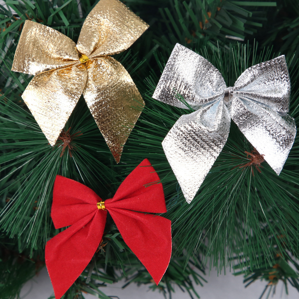 Red, Gold, Silver Christmas Bows Decor, Bowknot Ornament, Xmas Tree Decorations, Home Christmas, New Year Party Decor