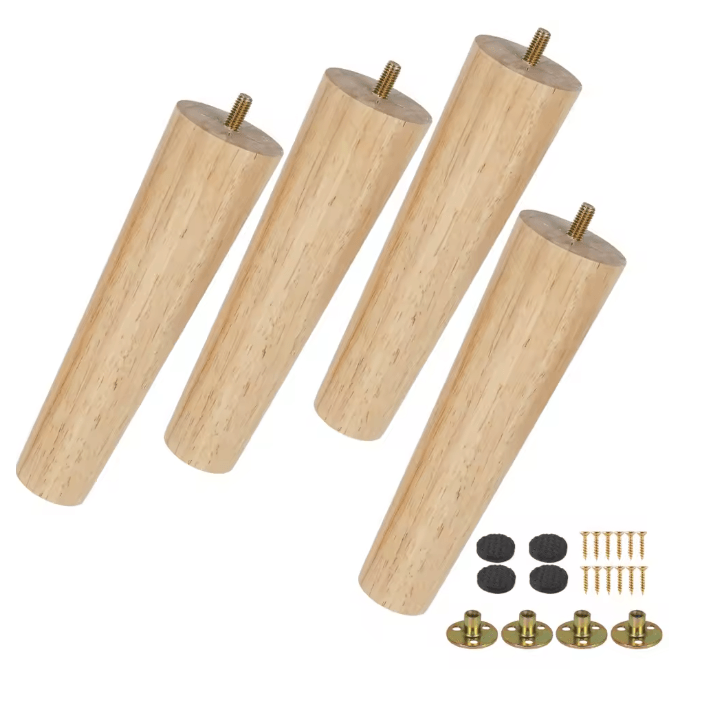 WoodRise Solid Wood Furniture Legs Table and Cabinet Replacement Feet Set