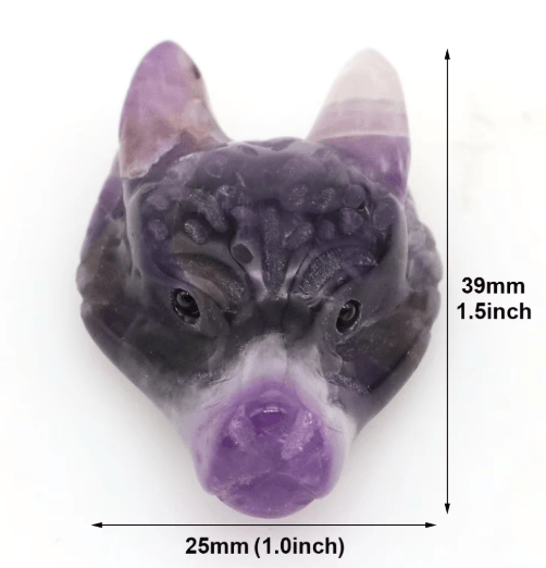 SpiritWolf Crystal Wolf Head Pendant – Hand-Carved Gemstone Necklace Charm
