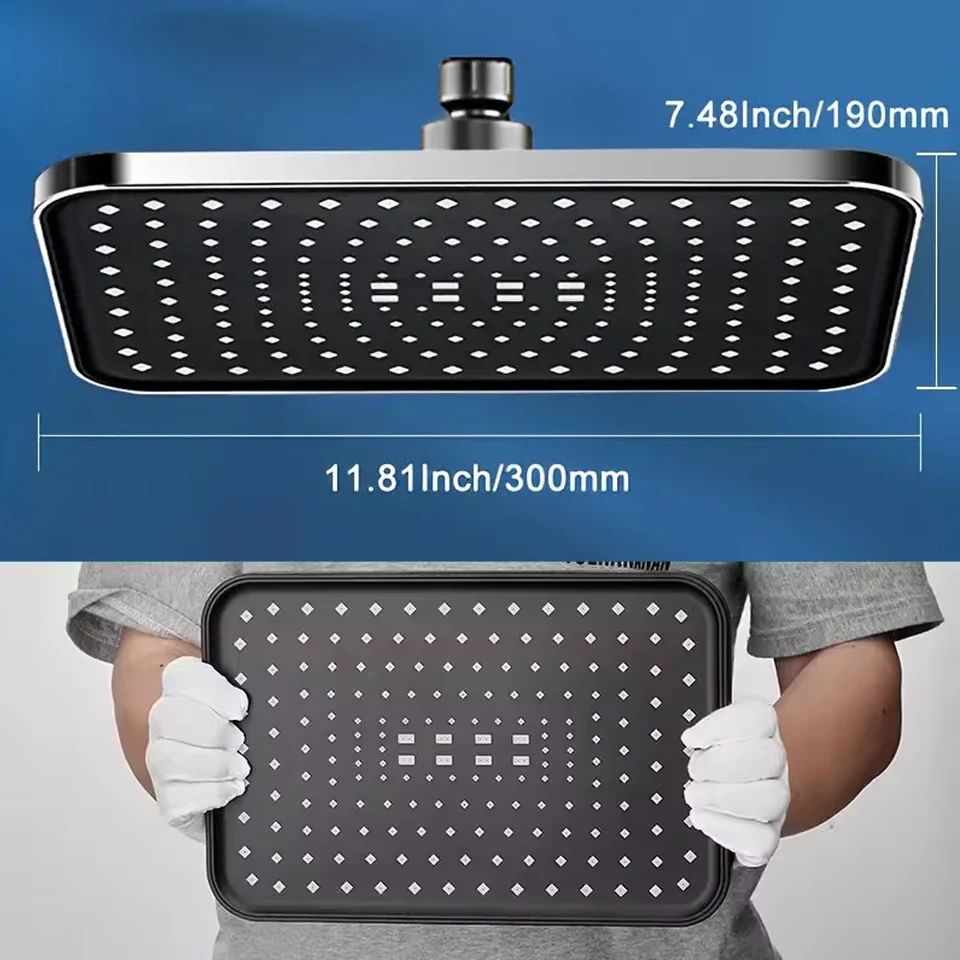 12-Inch High Pressure Rainfall Shower Head Set with Handheld – 3-Mode Water-Saving Booster Combo