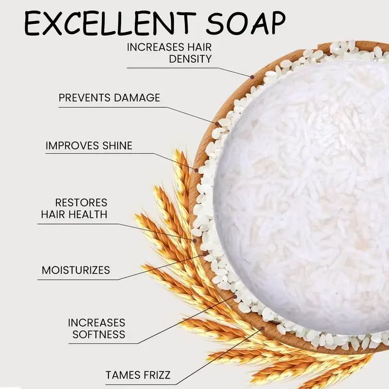 Organic Rice Water Shampoo Bar Nourishing Hair Growth and Strengthening Solid Shampoo