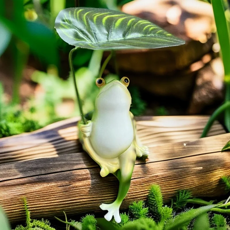 Mini Garden Ornament Simulated Frog Leaf Decor for Pool, Courtyard, Home Balcony Accent