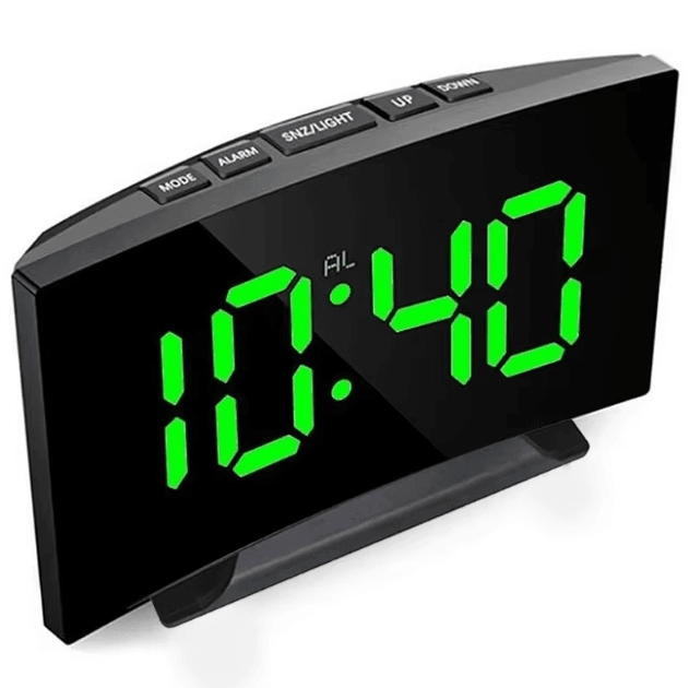 Large LED Digital Alarm Clock – Temperature Display Bedside Clock with Adjustable Brightness