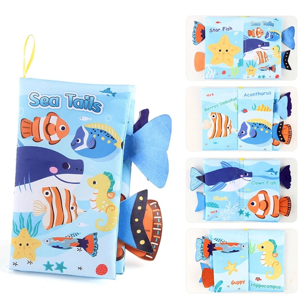 Educational Cartoon Animal Tail Baby Cloth Book
