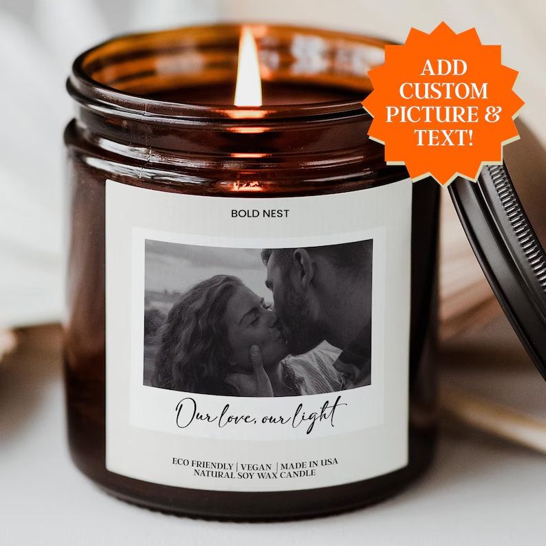 Personalized Picture Candle Gift Custom Photo Birthday Candle for Couples Best Friend Keepsake Candle