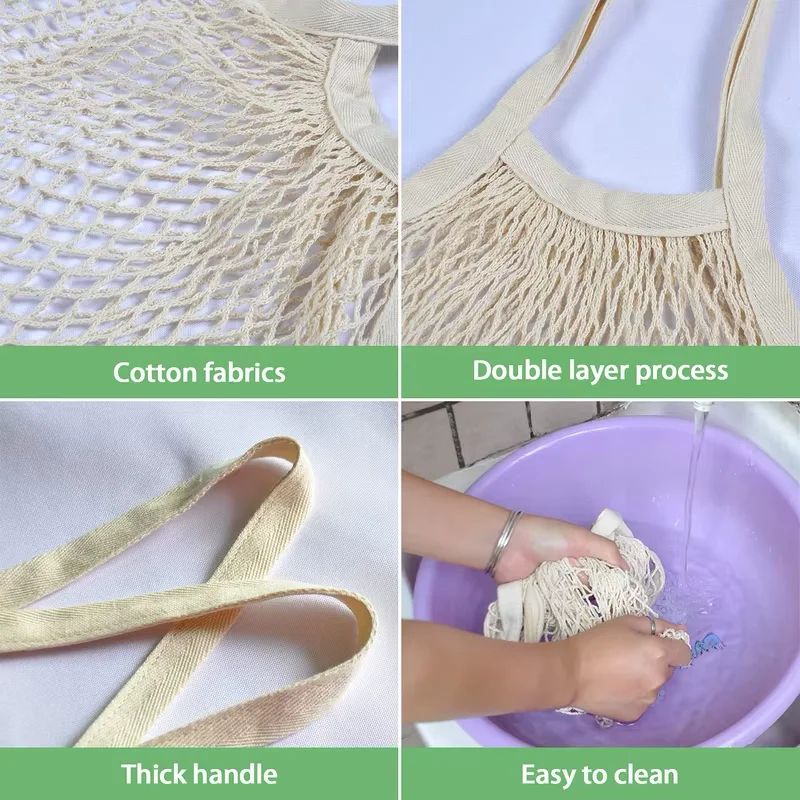 Eco Friendly Cotton Mesh Produce Bags Reusable Grocery Tote Set