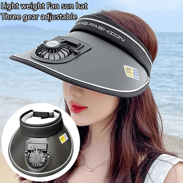 Cooling Fan Hat USB Rechargeable Sun Visor Cap for Outdoor Sports and Fishing