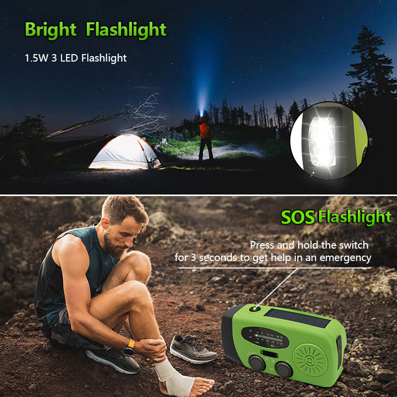 Solar Hand Crank Emergency Radio with NOAA Weather Alert USB Charger Flashlight
