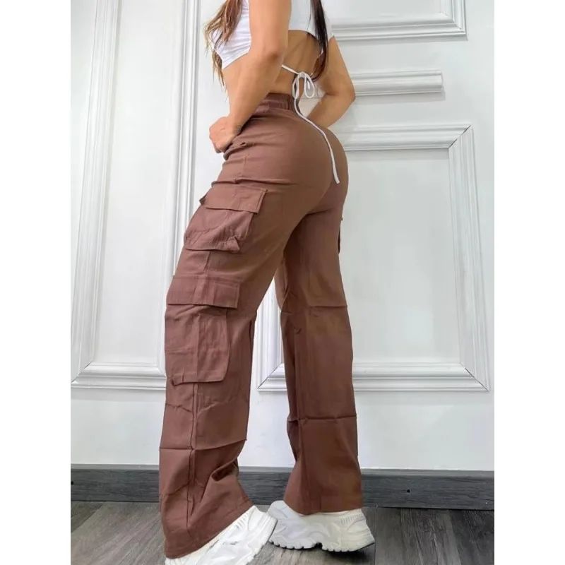 UrbanEase Womens Cargo Pants – High Waisted Baggy Wide Leg Y2K Trousers