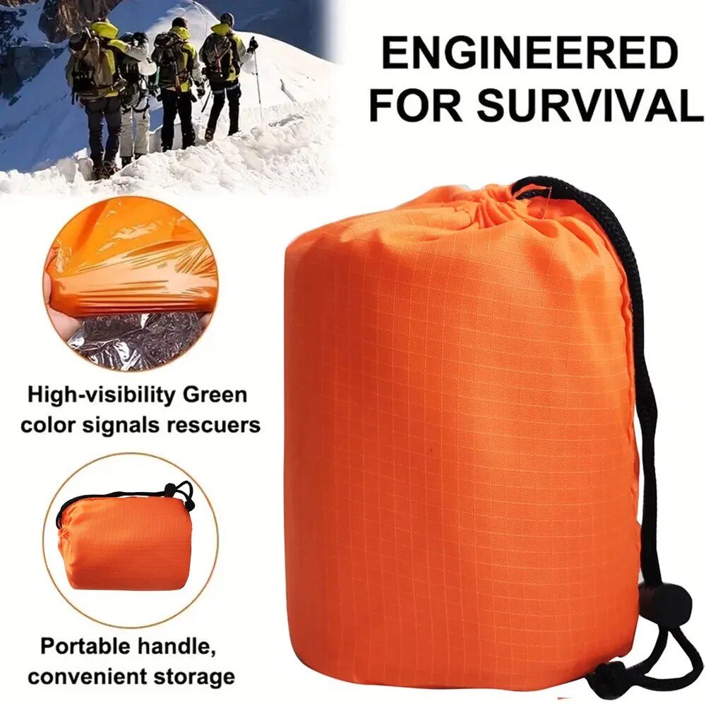 Emergency Sleeping Bag Ultra Waterproof Mylar Thermal Blanket for Survival Lightweight and Portable for Camping & Hiking