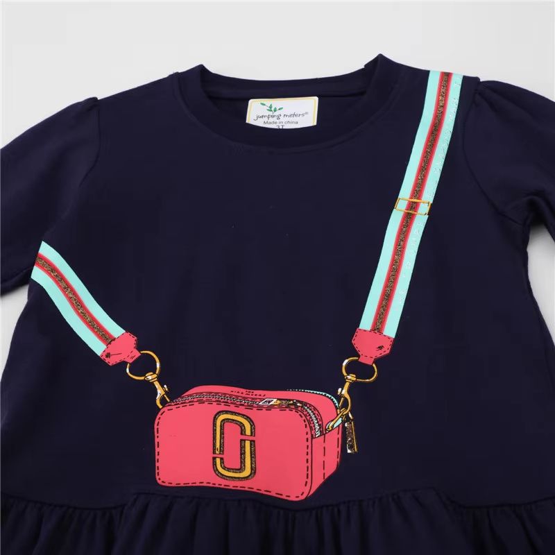 Jumping Meters Princess Girls Dress Bag Print Party Toddler Princess Dress Autumn Winter Girls Party Dress