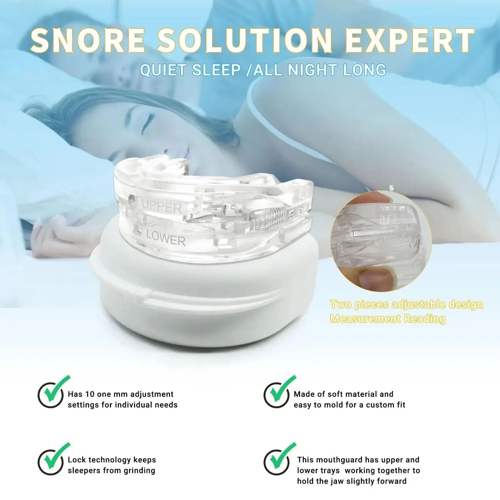 AdjustFit Anti-Snore & Bruxism Mouth Guard – Adjustable Night Sleep Mouthpiece
