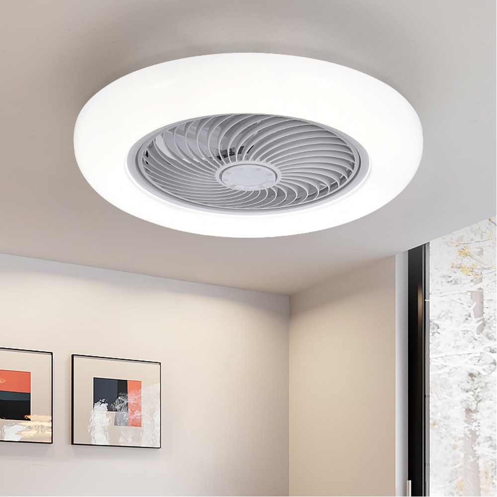 Smart Ceiling Fan with Lights, Remote Control, Invisible Blades, Silent Ventilator Lamp for Bedroom