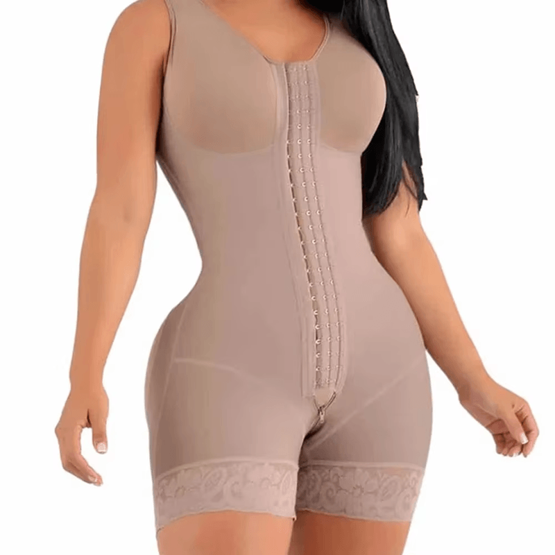 Sculptique High Compression Full Body Shaper with Adjustable Brooch Closure