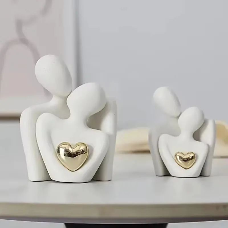 Romantic Couple Statue Love Embrace Figurine for Bedroom Decor