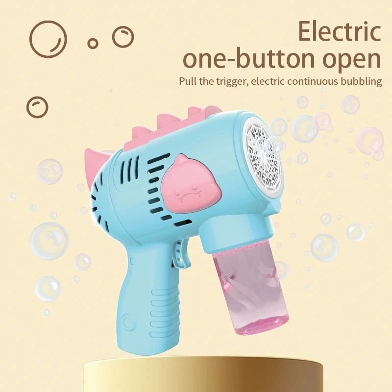 Dinosaur Bubble Gun Automatic Bubble Machine with Lights - Light Up Bubble Blower for Kids Outdoor Fun