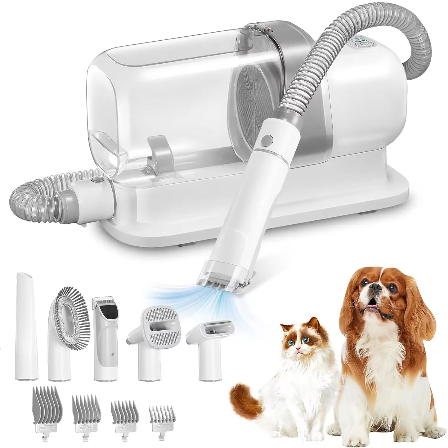 Dog Grooming Vacuum & Pet Grooming Kit with 2.3L Dust Cup - Low Noise Pet Hair Vacuum Cleaner with 5-in-1 Grooming Tools