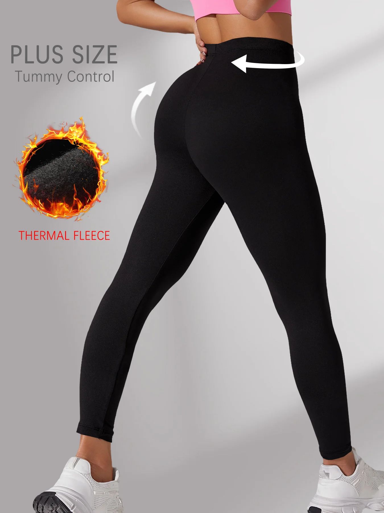 Plus Size Fleece Lined Thermal Leggings for Women – High Waisted Super Soft Stretch Winter Workout Yoga Running Pants