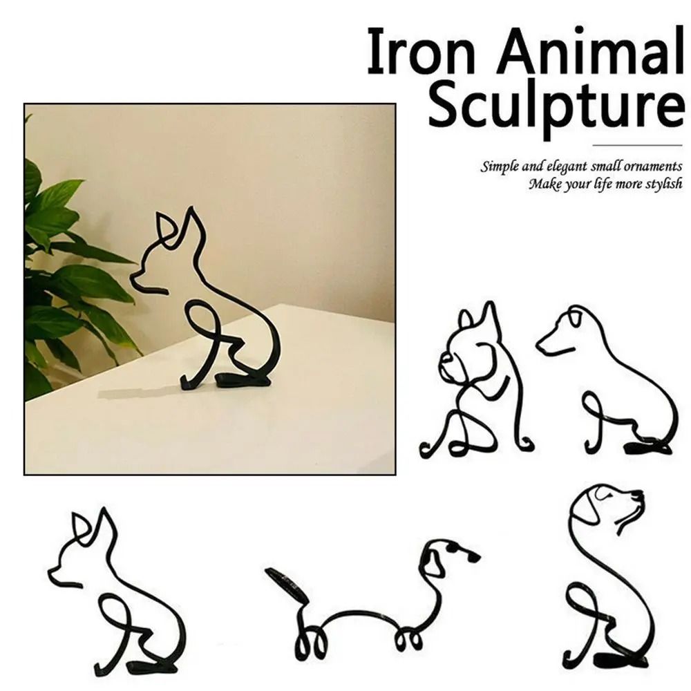 Wrought Iron Abstract Dog Figurine – Modern Pastoral Animal Sculpture – High-Yield Aesthetic Interaction Hub