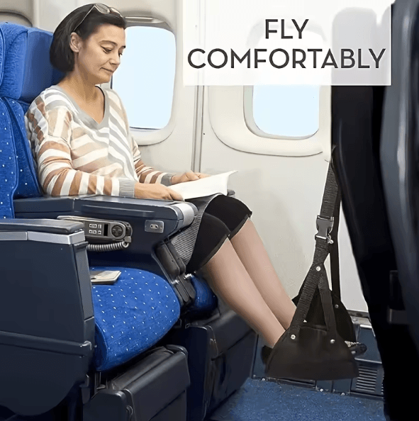 Portable Airplane Foot Hammock – Adjustable Travel & Office Footrest Sling
