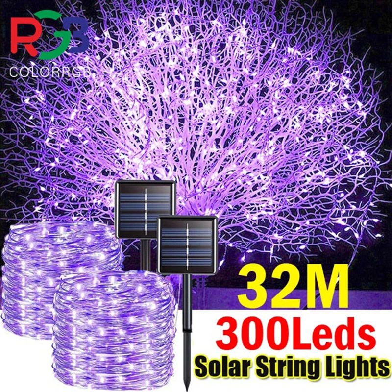 Outdoor Solar LED Fairy String Lights Waterproof with 8 Lighting Modes for Garden Patio and Christmas