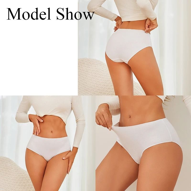 6 Piece Womens Cotton High Waist Seamless Briefs Breathable Everyday Underwear Set