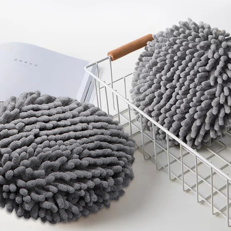 Quick Dry Hanging Microfiber Hand Towel, Chenille Wipes for Kitchen and Bathroom with Hanging Loops