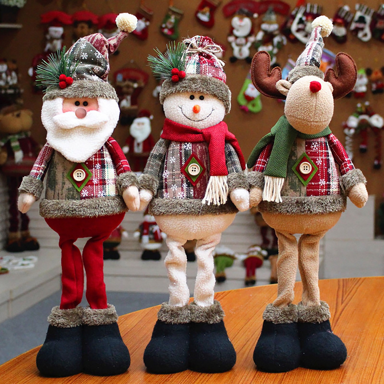 Reindeer Snowman Santa Claus Standing Doll, Christmas Decorative Christmas Dolls, New Year Ornament, Holiday Decoration