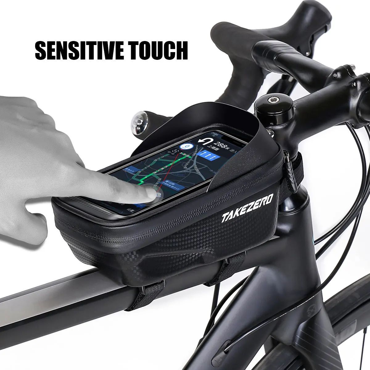 TAKEZERO A2 Premium EVA Hard Shell Bike Handlebar Bag with Phone Holder