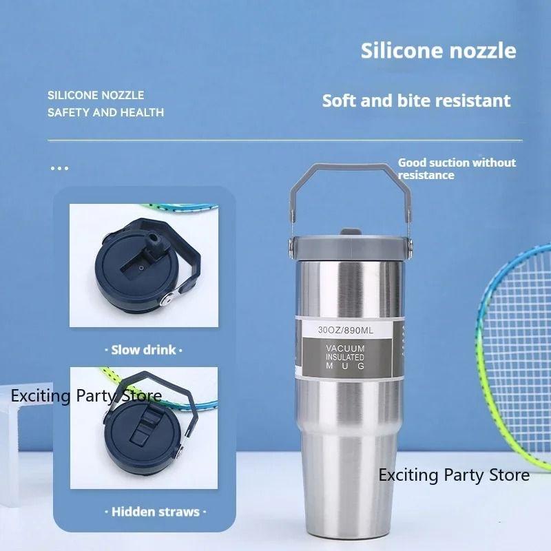 20oz/30oz Thermal Water Bottle With Straw Stainless Steel Car Coffee Mug Vacuum Flask Tumbler