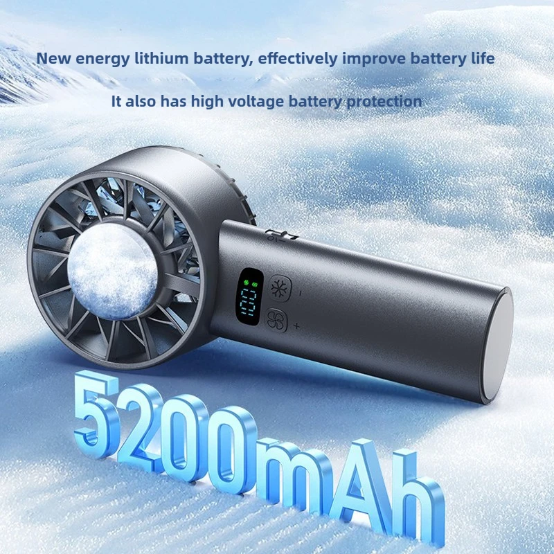 BALASHOV Ice Compress High-Speed Cooling Fan, USB Rechargeable Portable Mini Fan with LED Digital Display for Travel