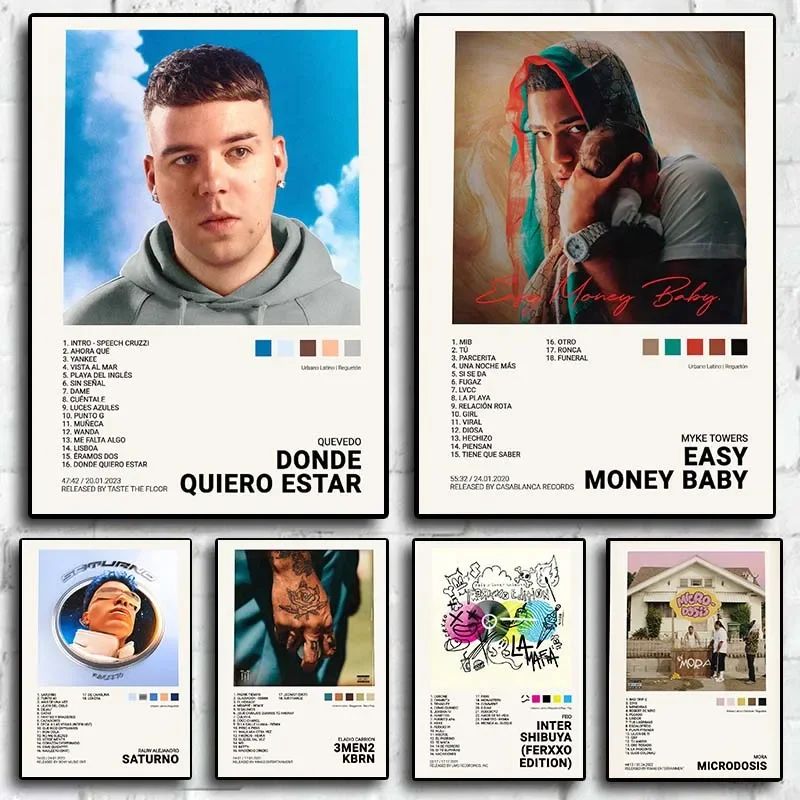 Latin Rapper Album Cover Canvas Poster Wall Art for Aesthetic Room Decor