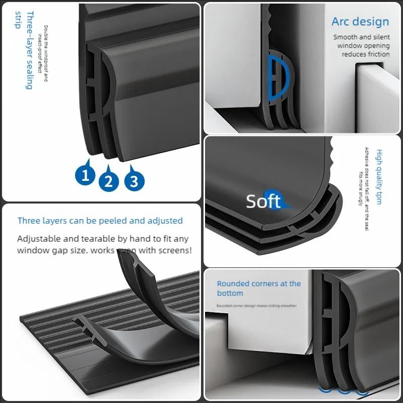 Sliding Window Draft Seal Tape Triple Soundproof Design