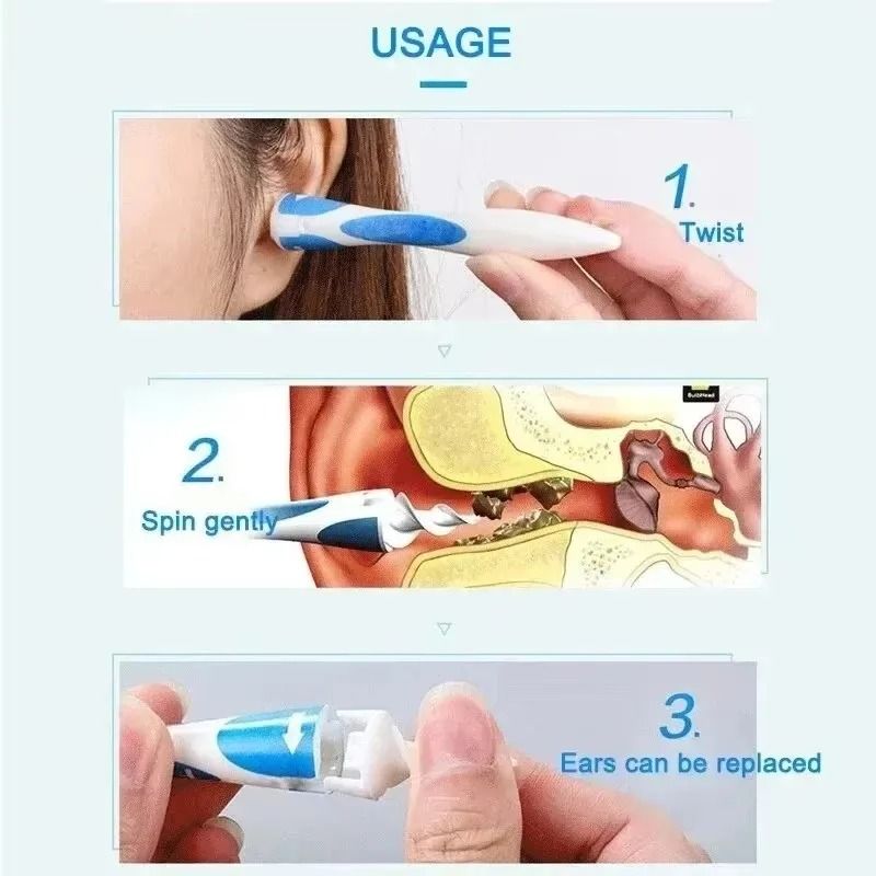 Soft Silicone Ear Wax Remover Tool with Replacement Tips for Safe and Easy Ear Cleaning