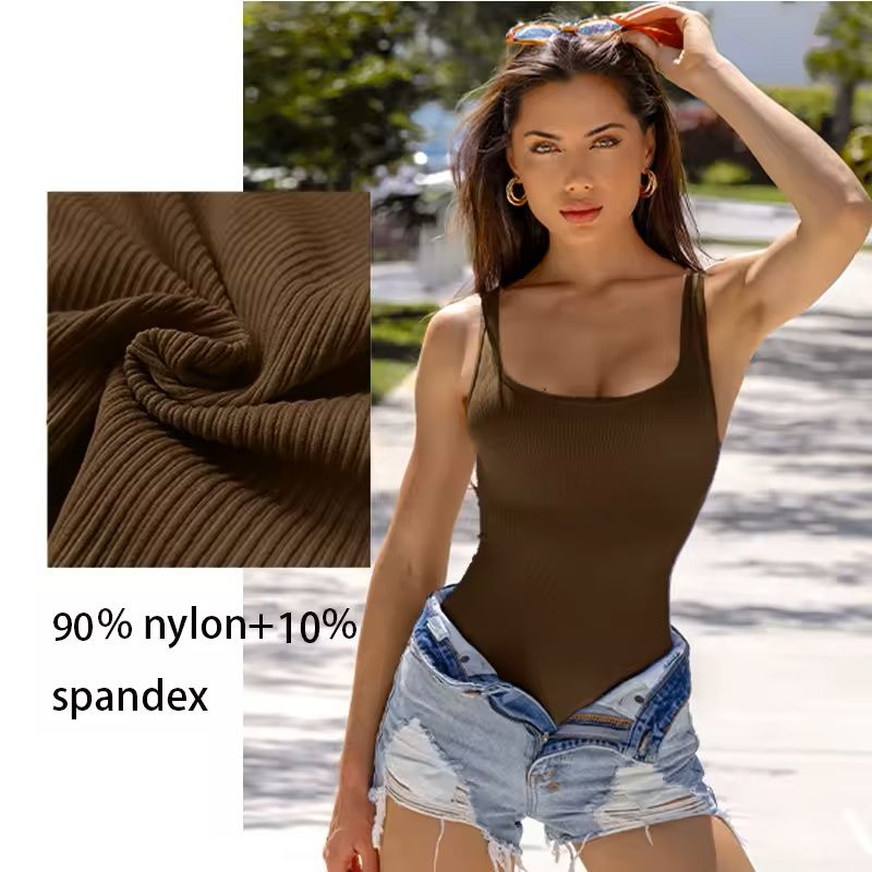 Ribbed Tummy Control Bodysuit – Light Compression Shaper with Open Crotch