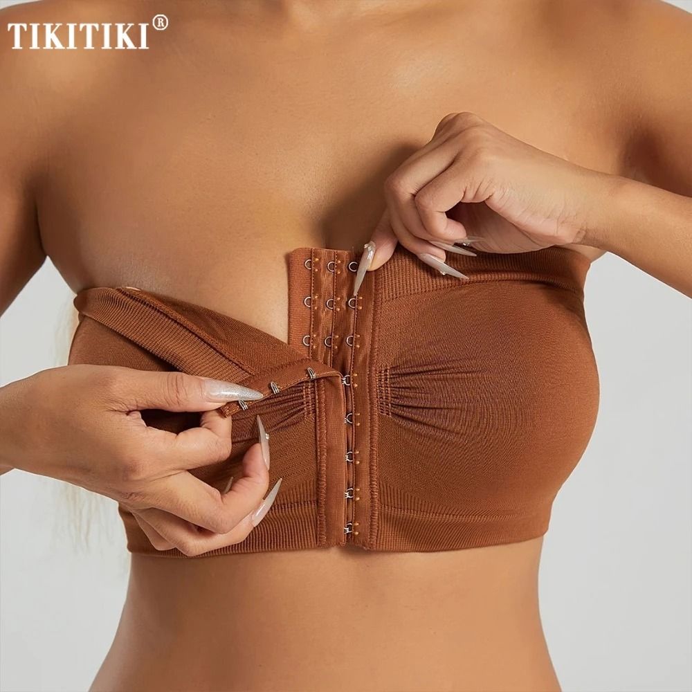 Women's Plus Size Strapless Front Closure Bandeau Bra