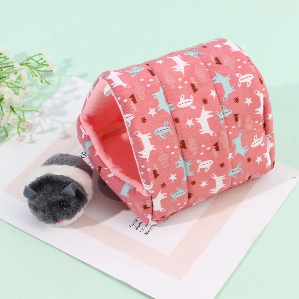 Warm Plush Small Animal Sleeping Bed | Cozy Winter Guinea Pig Nest & Hamster House | Rabbit Squirrel Snuggle Mat