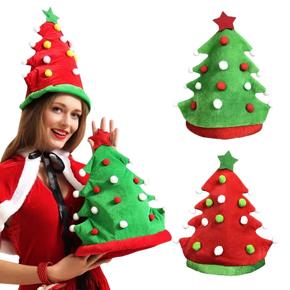 Christmas Tree Hat Funny Holiday Beanie Santa Party Hat for Kids and Adults