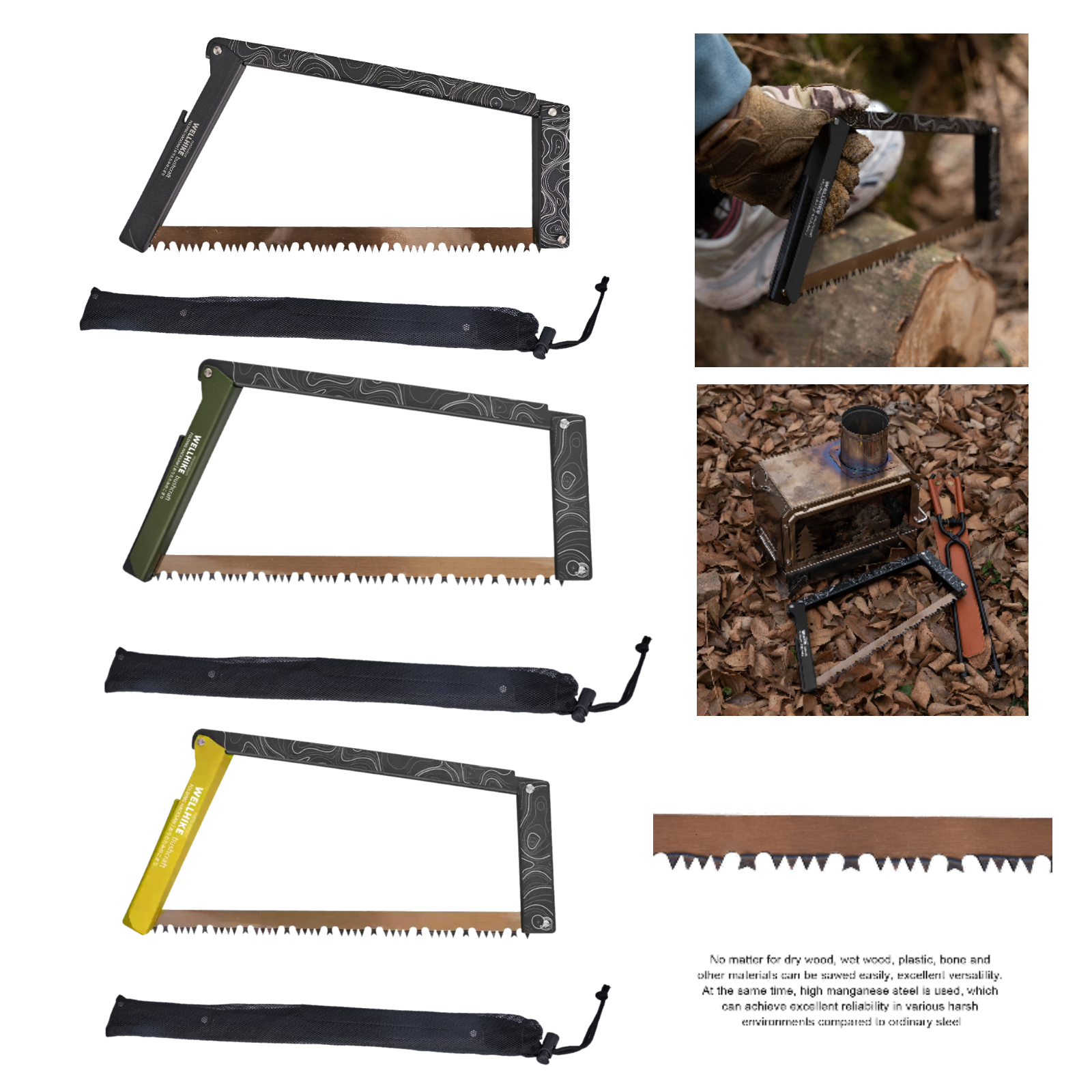 Aluminum Alloy Folding Saw with Storage Bag Multi-Functional Outdoor Hand Saw for Hiking, Camping, and Survival