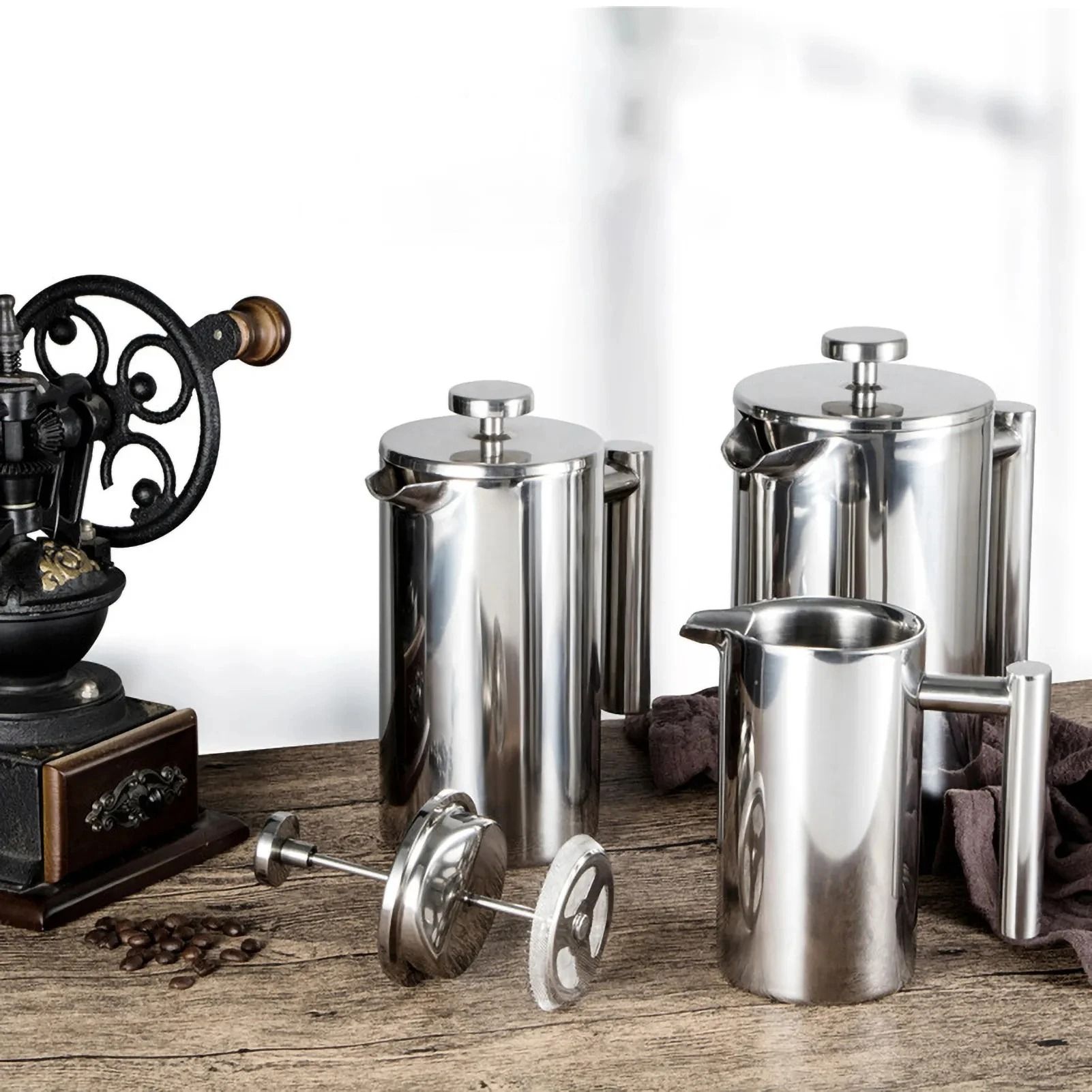 Stainless Steel French Press Coffee Maker with Double Wall Insulation