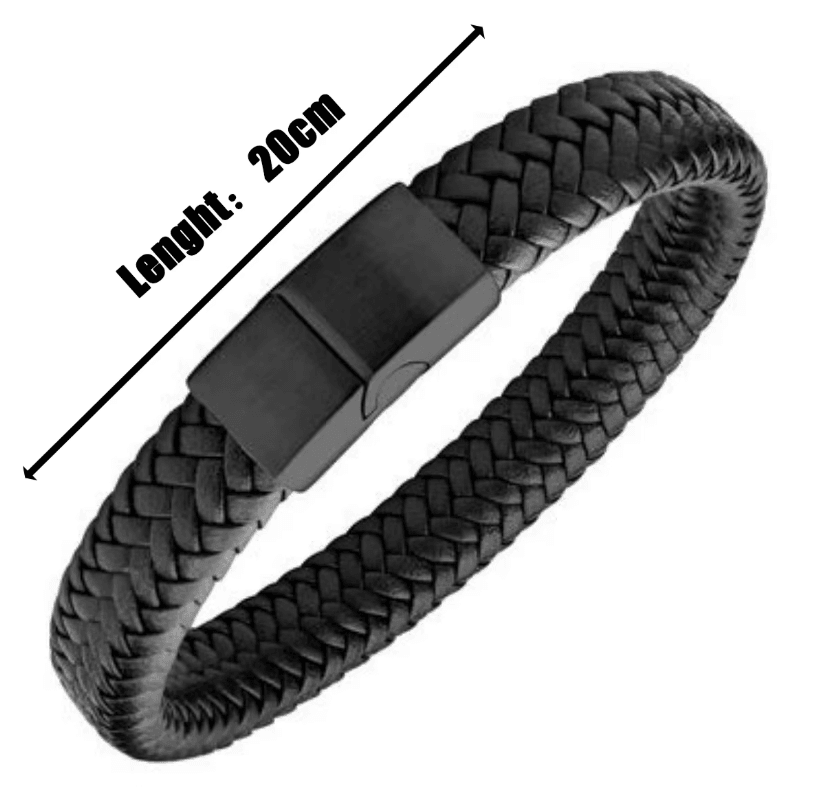 Mens Woven Leather Bracelet Open Bangle Adjustable Braided Wristband