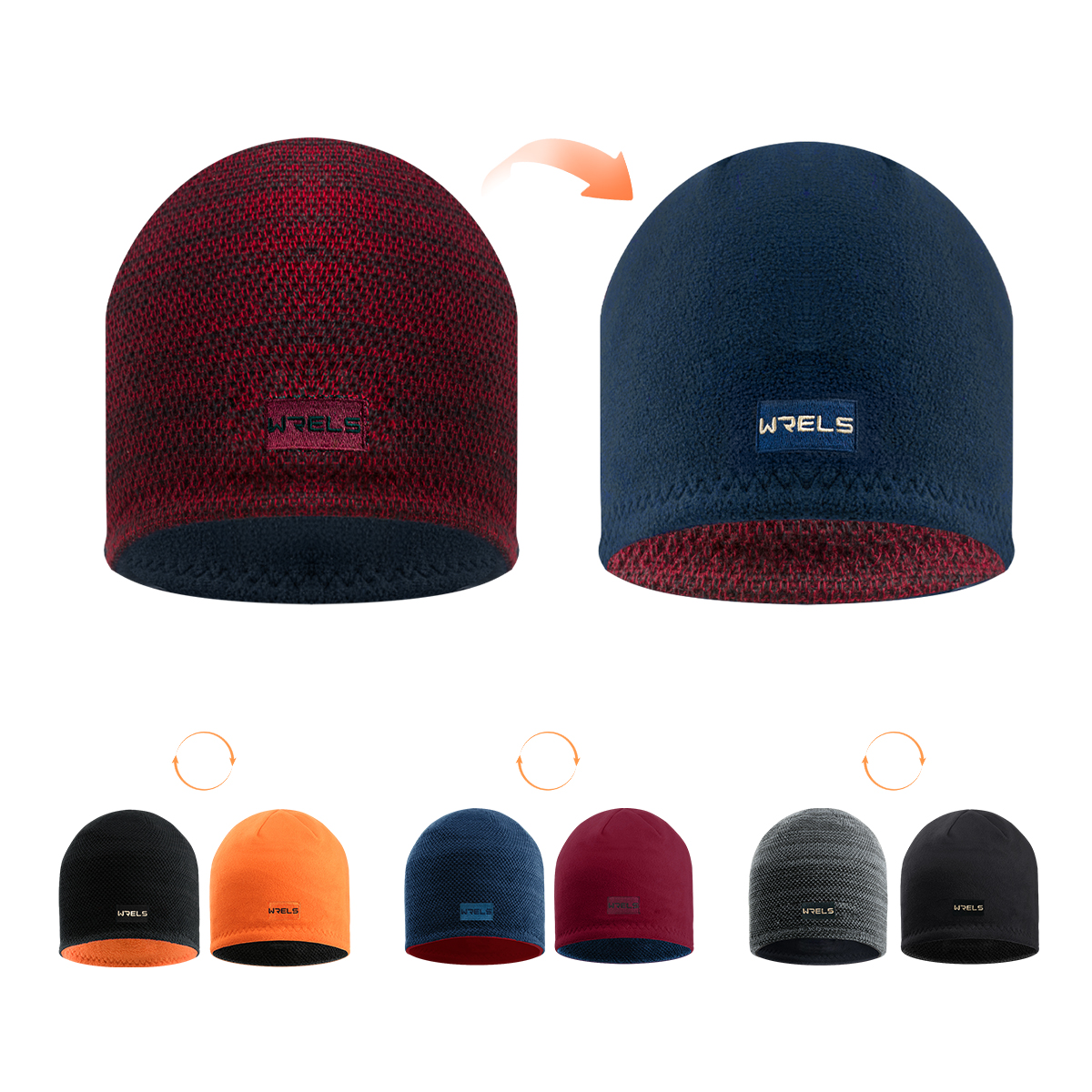 WRELS Double-Sided Knitted Pullover Beanie Hat – Warm, Thickened, Windproof & Sun-Proof Elastic Cycling & Ski Cap