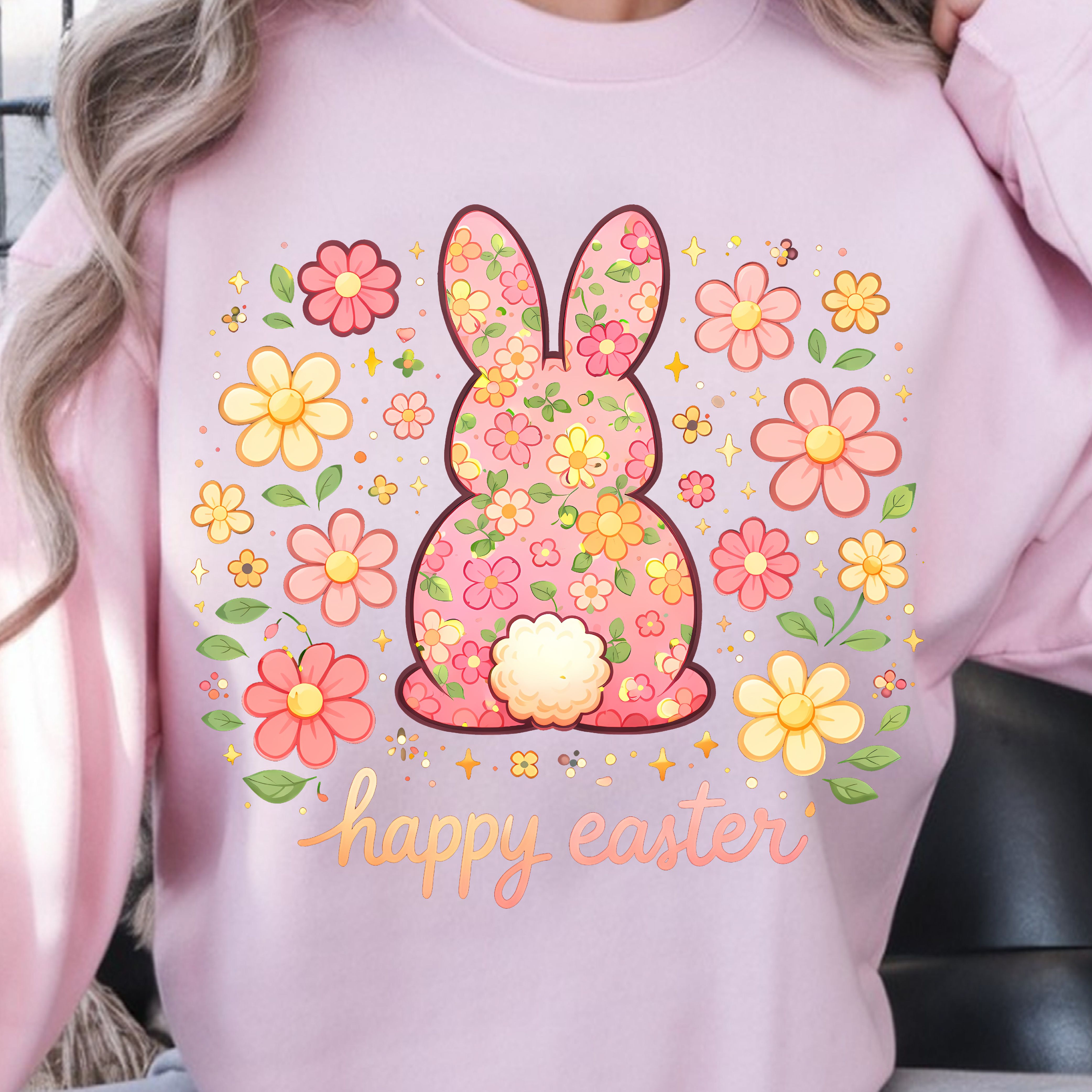 Happy Easter Shirt – Bunny Floral Design Tee