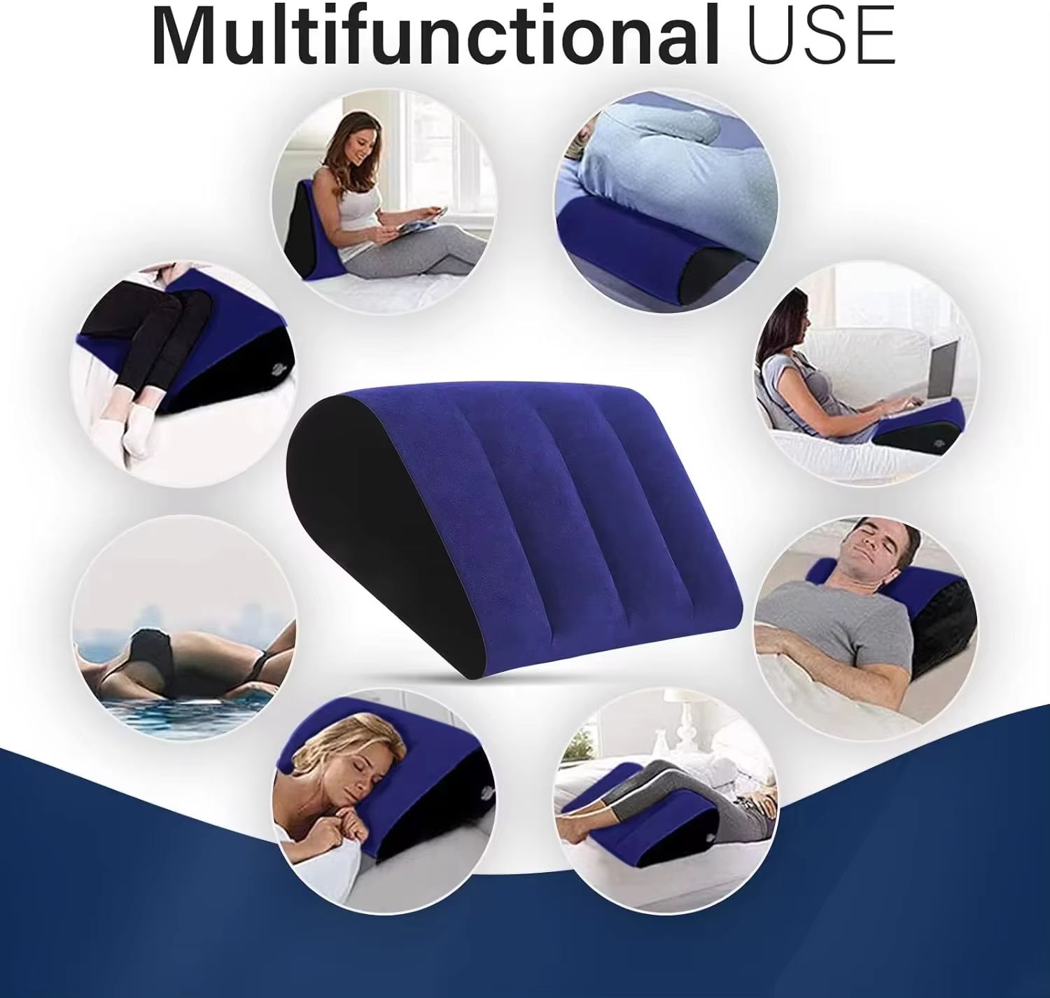 Inflatable Wedge Pillow – Lightweight Travel Cushion for Lumbar, Leg Support, Yoga & Camping
