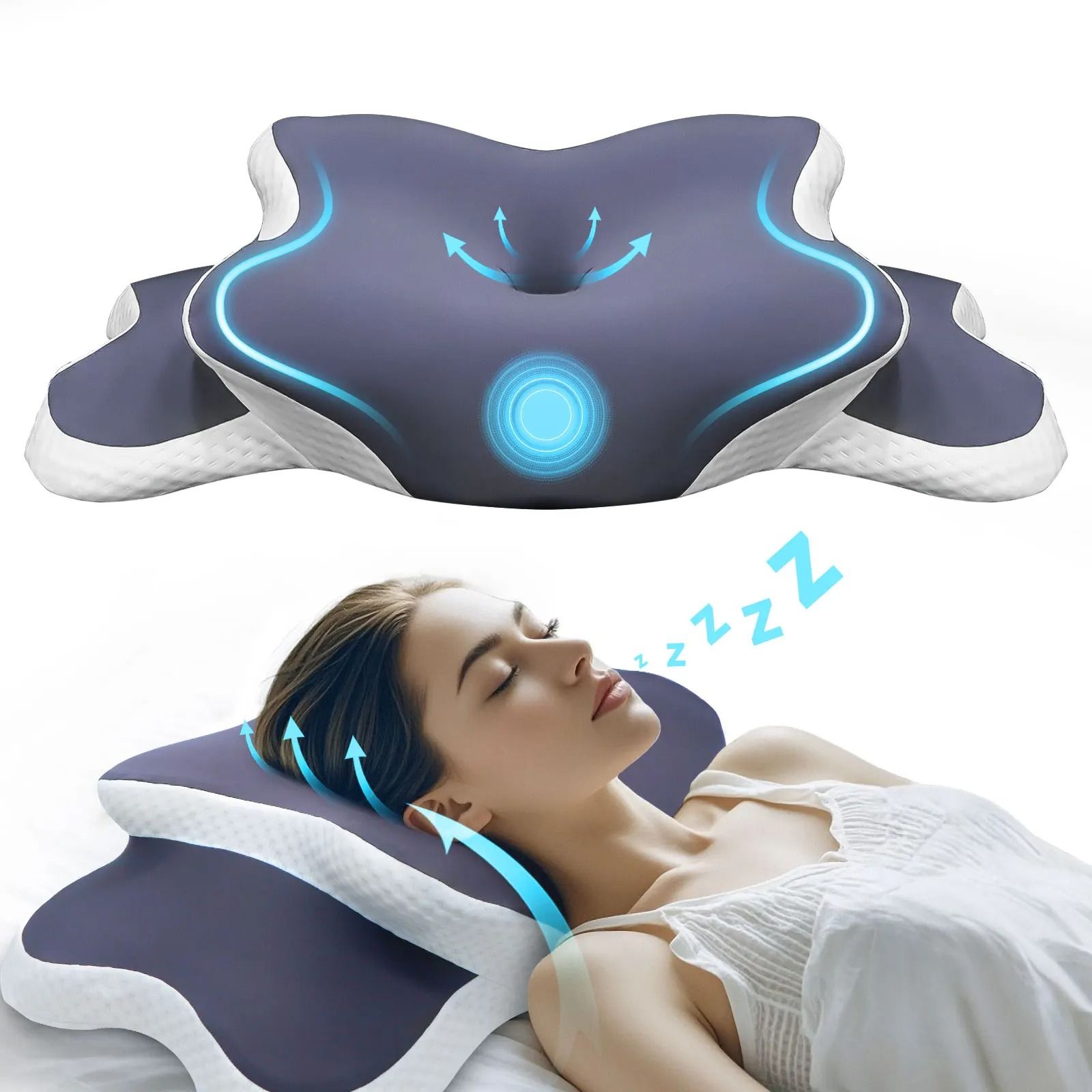 Memory Foam Pillow for Neck Pain Relief with Ergonomic Cervical Support