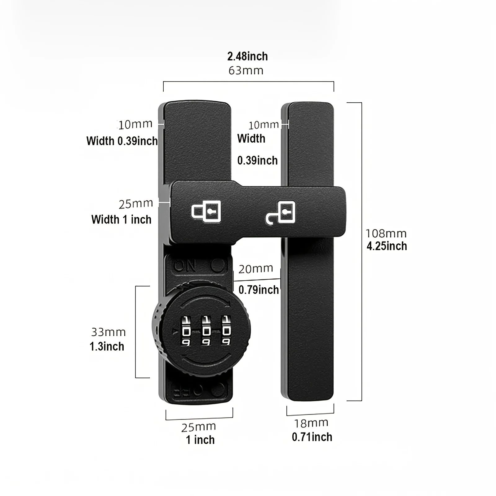 3-Digit Combination Sliding Door Lock – 180° Barn Door Deadbolt with Luminous Indicator