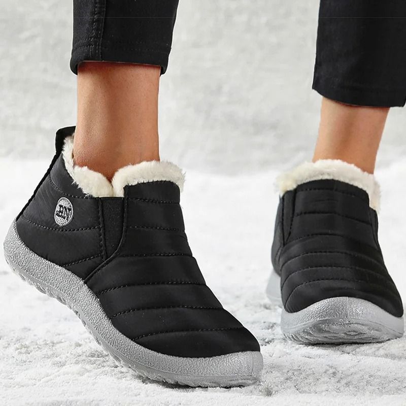 Womens Waterproof Winter Snow Boots – Plush Fur-Lined Ankle Boots