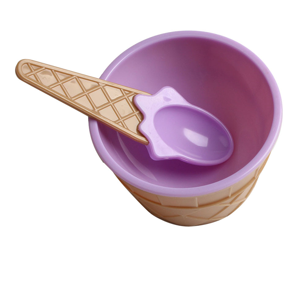 Cone Style Kids Ice Cream Bowl Set with Spoon Reusable Sundae Dessert Cups